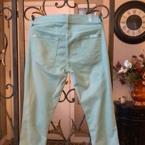 7 For All Mankind aqua blue cropped skinny jeans